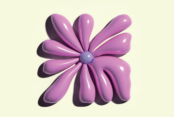 Realistic flower with inflatable plastic effect illustration
