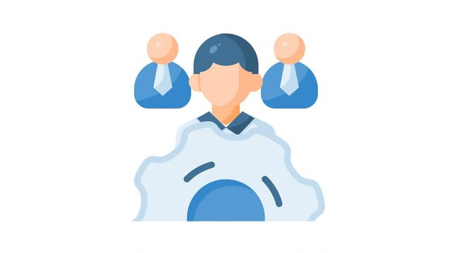 Animated workgroup with leadership and employee sign. Suitable for finance, management, teamwork, office, leader, company, corporate, manager, employment, development and business