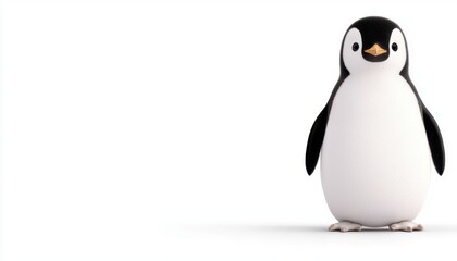 Fototapeta premium A cute, cartoon-style penguin standing against a white background.