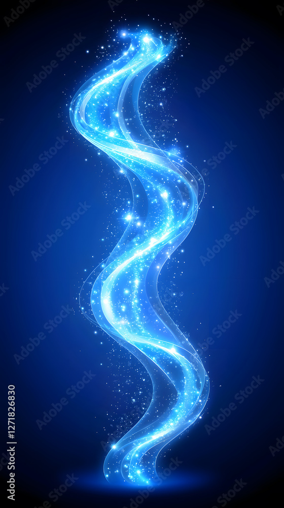 Poster dynamic blue light swirl abstract art digital creation vibrant environment close-up view visual expe