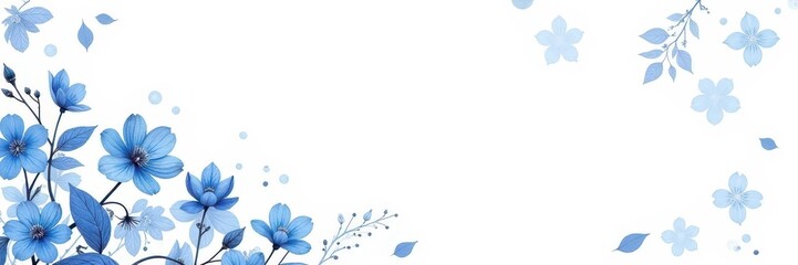 Delicate blue flowers & leaves on white, classic French toile pattern ,  print,  romantic,  blue