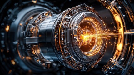 Fototapeta premium A futuristic looking machine with a glowing yellow light