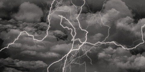 Thunder, lightnings and rain on a stormy summer night in black and white.  © Chip Kidd