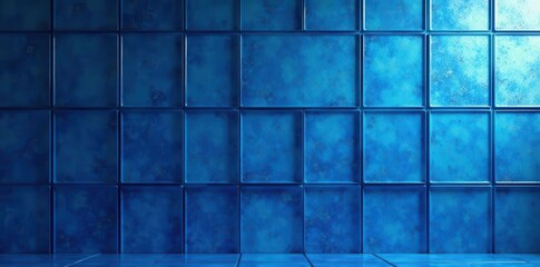 Elegant blue glass tile wall, gradient from dark to light  ,  style,  modern