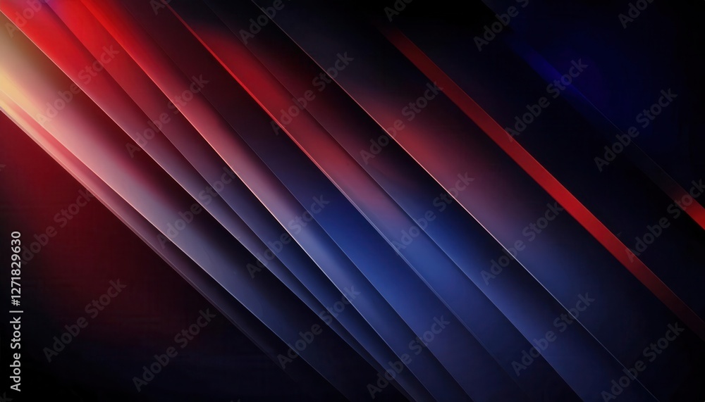 Poster abstract modern red and blue geometric lines with metallic accents, gradient texture and dynamic shapes
