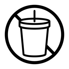A soft-drink icon featuring a takeaway cup with a straw crossed out inside a circle.