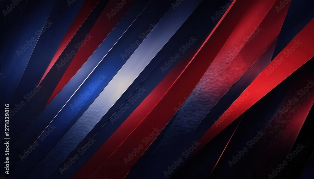 Aufkleber abstract modern red and blue geometric lines with metallic accents, gradient texture and dynamic shapes