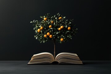Cultivating success through education a tree of knowledge growing from an open book