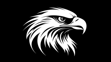 Obraz premium Eagle Head Profile Powerful wildlife symbol of freedom, ideal for patriotic themes on a black background