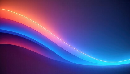 Obraz premium futuristic neon light wave with gradient blue and red glow on dark background, perfect for tech designs and modern aesthetics