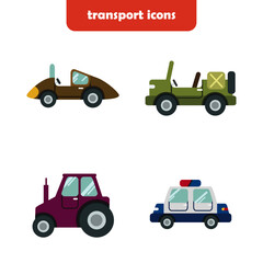 transport icons on white background