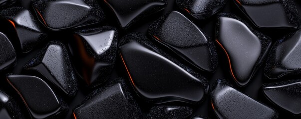 Obraz premium Dark Toned Gems Grouping Together In a Pile Forming an Abstract Black Stone Pattern and Texture Composition