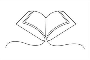 Continuous one line art drawing of open Quran Ramadan concept vector illustration