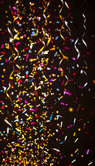 streamers and confetti decorations, silhouette. White tone