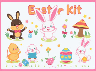 Playful Easter Characters and Decorations Kit
