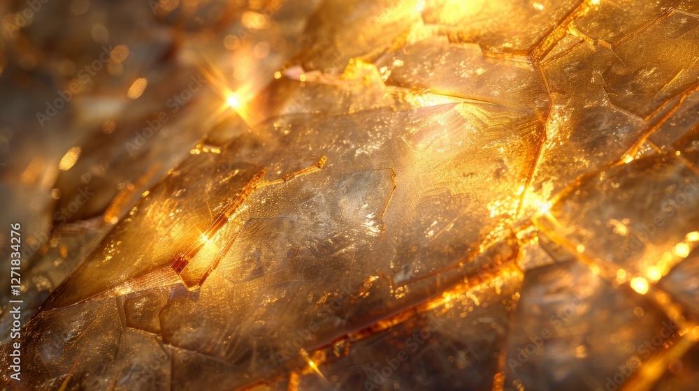 Poster bright golden crystals catch light beautifully, showcasing intricate textures and patterns in this c
