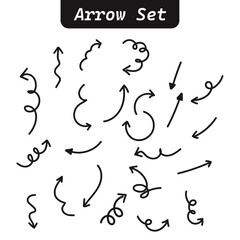 Hand drawn arrows vector collection on white background