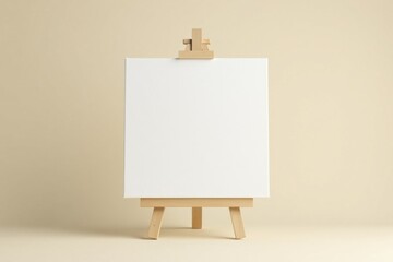 Blank Canvas on Wooden Easel Ready for Artistic Expression or Inspirational Message