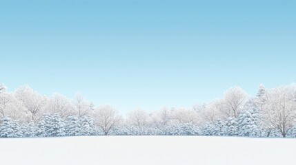 Fototapeta premium Snowy Winter Forest Landscape Under a Clear Blue Sky