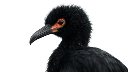 Magnificent Black Bird Portrait Striking Pose Detailed Feathers Orange Eye Wildlife Photography Nature Closeup dark wing