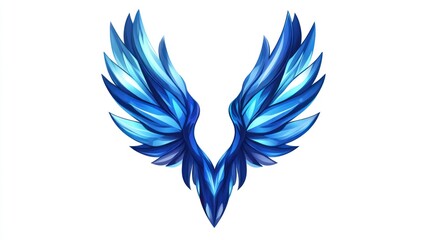 Abstract graphic design of stylized blue wings