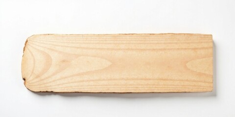 Rustic Light Brown Wooden Plank Isolated on White Background, Ideal for Crafting and DIY Projects