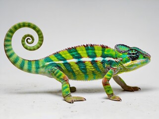 Obraz premium Colorful Panther Chameleon on White Background