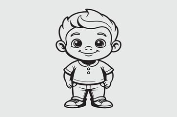Line art baby boy for kids color page doodle art