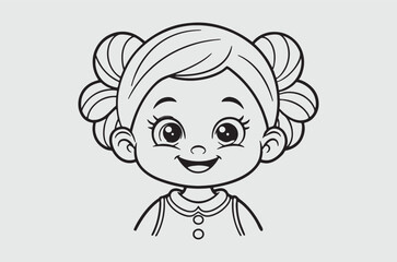 Obraz premium line art baby girl for kids color page doodle art 