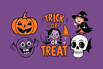 Horror-Themed Halloween Poster with Pumpkin, Witch, and Vampire Icons
