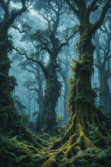 trees in the green forest