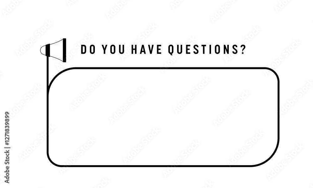 Poster black text frame for your text and question mark.