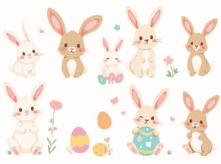 Adorable Easter Bunny Illustrations Assortment