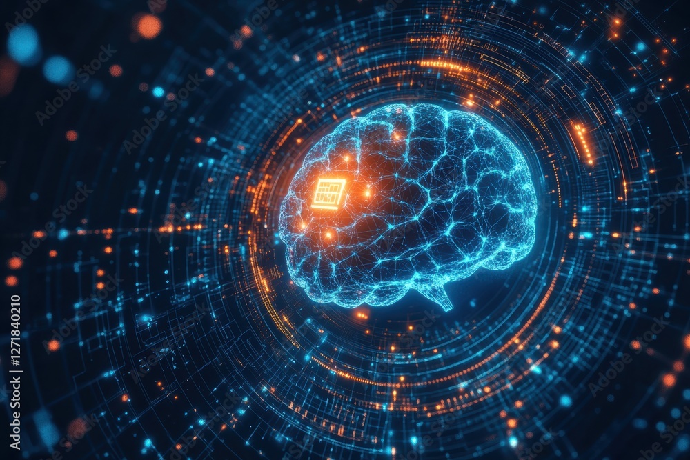 Leinwandbilder artificial intelligence chip processing data inside digital brain