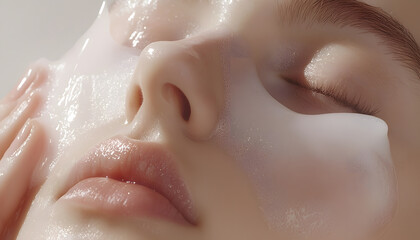 Facial skincare routine spa setting beauty content calm environment close-up view self-care concept for glowing skin
