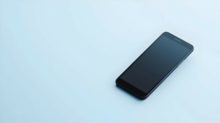 Black Smartphone on Light Blue Background