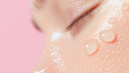 Fototapeta premium Hydrating skincare routine beauty studio close-up soft lighting refreshing concept