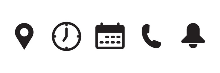location, time, calendar, phone and notification icons