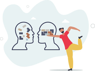 Rationality, logical thinking and critical judgment mind.flat character life .