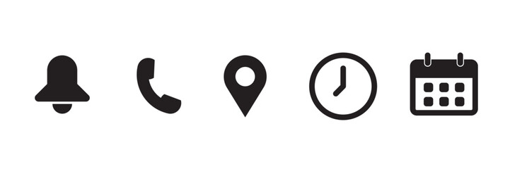 location, time, calendar, phone and notification icons