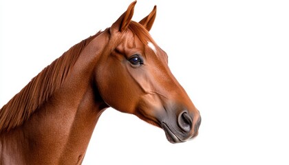 Fototapeta premium A stunning portrait of a brown horse, showcasing its elegance and beauty.