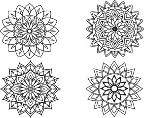 Obraz premium Abstract silhouette line art floral asian decorative mandala design vector