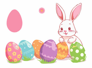 Easter Bunny and Eggs Vector Graphics