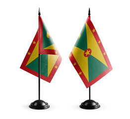 Small national flags of the Grenada on a white background