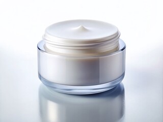 Elegant White Cosmetic Cream Jar Mockup - Night Photography, Isolated on White Background