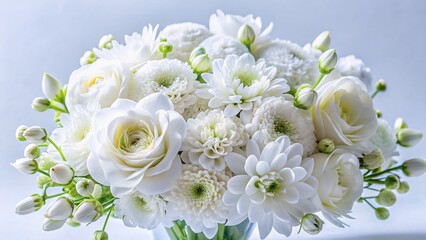 Obraz premium Elegant White Flower Bouquet on Pure White Background - Stock Photo