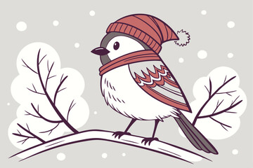  Adorable fluffy bird, red knit hat and scarf, winter scene, snowy background, bokeh snowflakes, soft lighting, high detail, photorealistic, studio quality, cute animal portrait, whimsical, heartwar