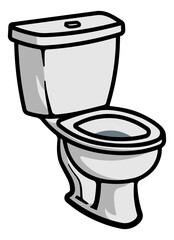 color illustration of a toilet with flush cistern without background
