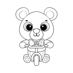 A teddy bear scooter with a bow tie design for a children’s coloring book