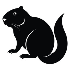 Simple Black Silhouette of a Groundhog